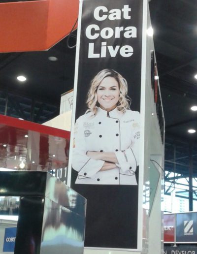 Chef Cat Cora Banner for Gourmia Booth